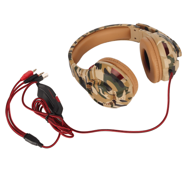 Spelheadset med dubbla 3,5 mm-uttag, justerbar volym, över öronen, med mikrofon för PC, bärbar dator, PS4, Xbox One