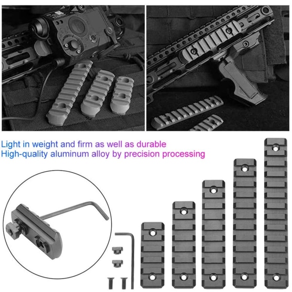 5 spår 65 mm 7 spår 85 mm 9 spår 105 mm 11 spår 124 mm 13 spår 144 mm Nylon MLok Picatinny-skena Set med insexnyckel