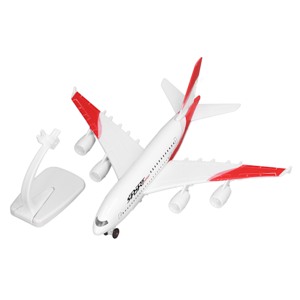 Legeringsflymodel Flymodel 5 Lys Passagerfly Legetøj med Display Stativ Rød