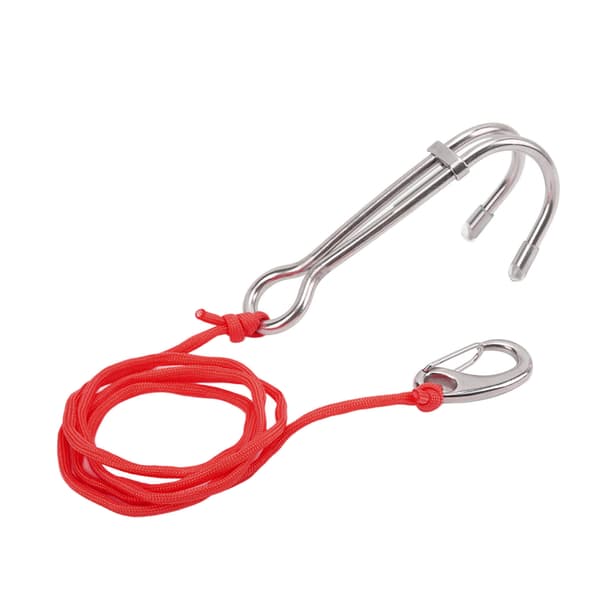 Drift Hook Dykking Dobbel Dual Rustfritt Stål Drift Hook med Line for Cave DiveRed