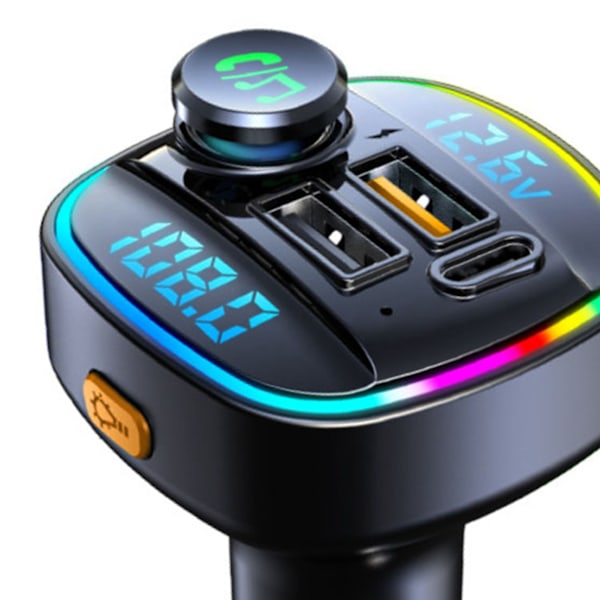 FM-sender Bluetooth Dobbelt USB Billader 7 Farver Højtydende Stereo Universal Pasform til Biler