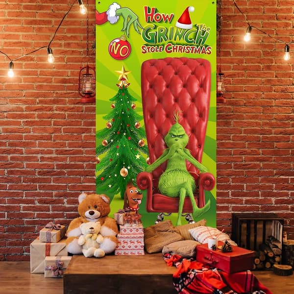 Julepynt til døren, Grinch julepynt Grinch dørpynt grøn baggrund
