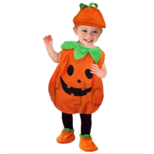 Lapset, Halloween, kurpitsa-asu (oranssi A-osa 110 cm) 110cm