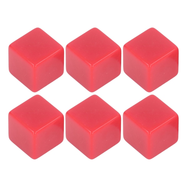 6st Blank set rätvinklig plast hexaedriska kuber Klassrumsbrädspel DIY Math Counting Undervisningsfest Gunst Kul Röd
