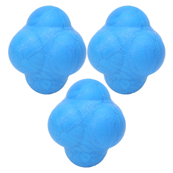 3st Hex Bounce Reaction Ball TPR Coordination Reflex Exercise Sport Fitness Training Ball Blå