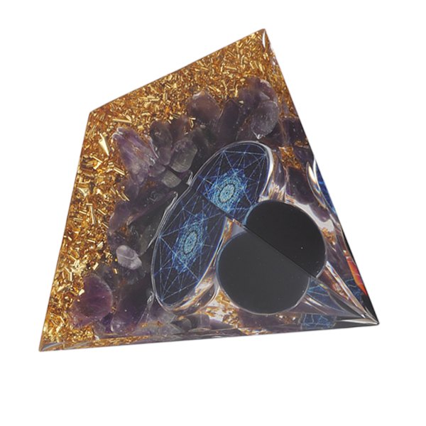 6CM Orgonpyramid Exquisit Läkande Energiserad Chakrapyramid Dekorativ Prydnad för Kontor Sovrum