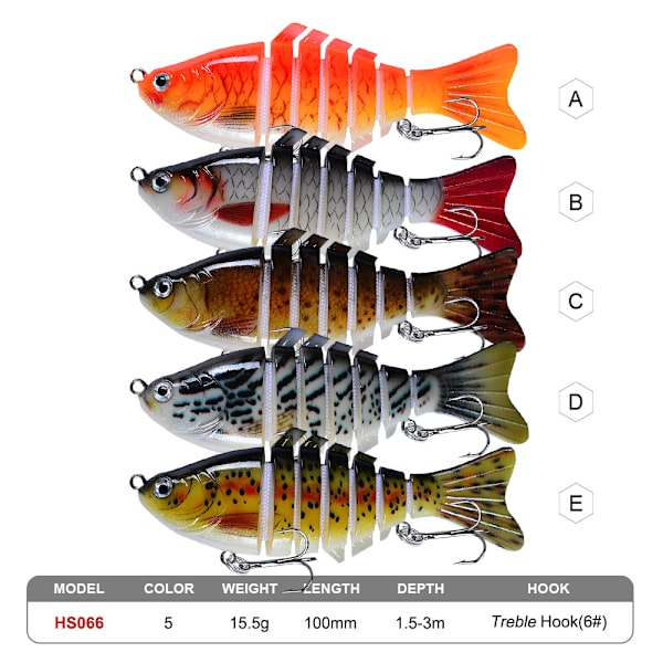 10 cm naturtrogna fiskedrag Multi simbeten Långsamt sjunkande hårt bete Fiskeredskap tillbehör