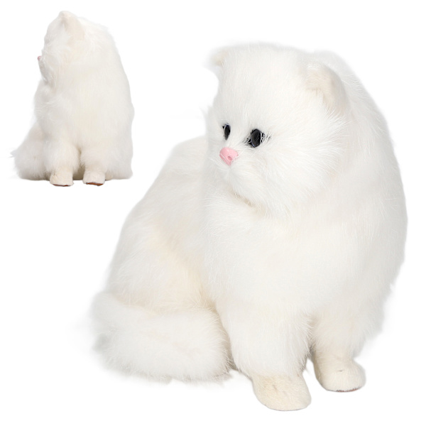 Simuleret Pels Kat Figur - Realistisk Mini Killing Dekorativ Kitty Statue Syntetisk Pels Kæledyr Udstoppet Dyr Replika