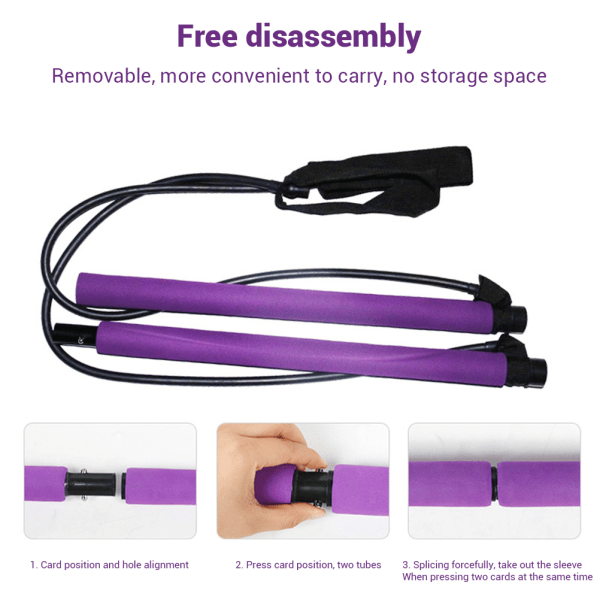 Bærbart Pilates Bar Kit med modstandsbånd Træningspilates Bar med Foot Loop Body Workout Toning Bar