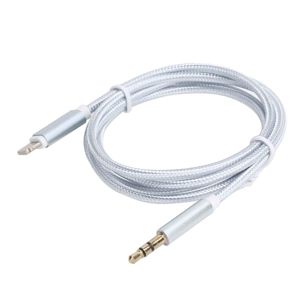 IOS AUX-kabel 3,5 mm lydadapter nylonflettet hvid