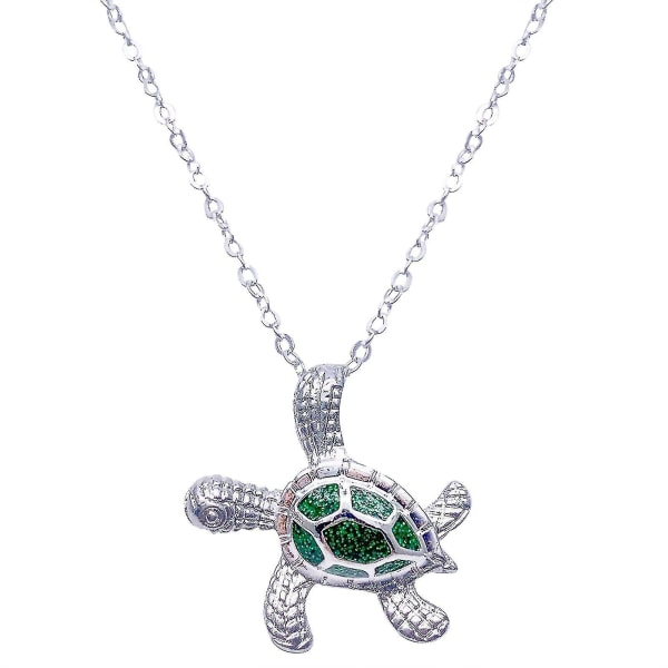 Havskildpadde Ocean Blue Fire Opal indlæg sølv smykker halskæde