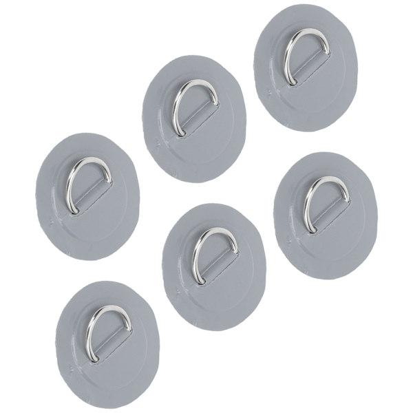 6 stk. PVC D Ring Patch Elastisk Reb Sæt Rustfrit Stål D Ring Patch Bungee Cord Sæt Grå