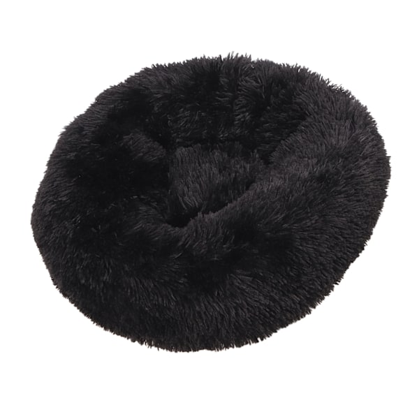 Kæledyrseng Multifunktionel Sød Rund Varmt Behagelig Blød Plys Vaskbar Katteseng Måtte til Katte Hunde Kæledyr Sort Ydre Diameter 50cm/19.7in