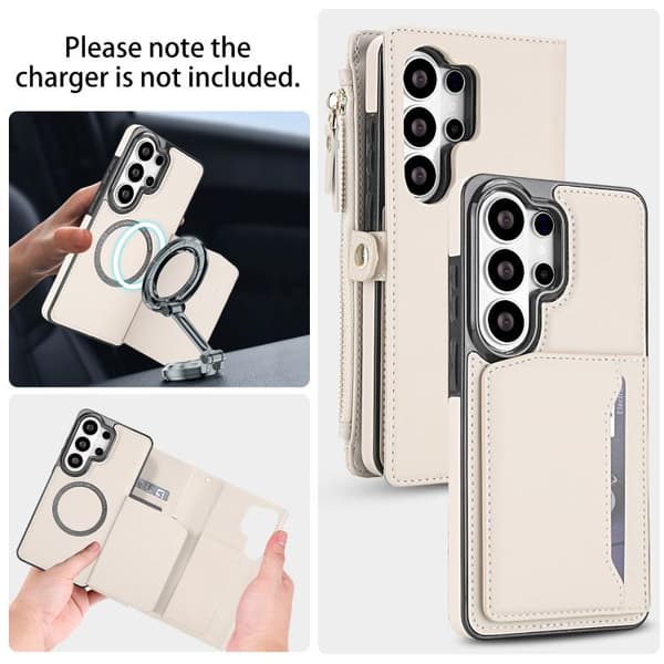 Samsung Galaxy S26 Ultra 5G Case in Multifunctional Leather with Detachable Strap Vit