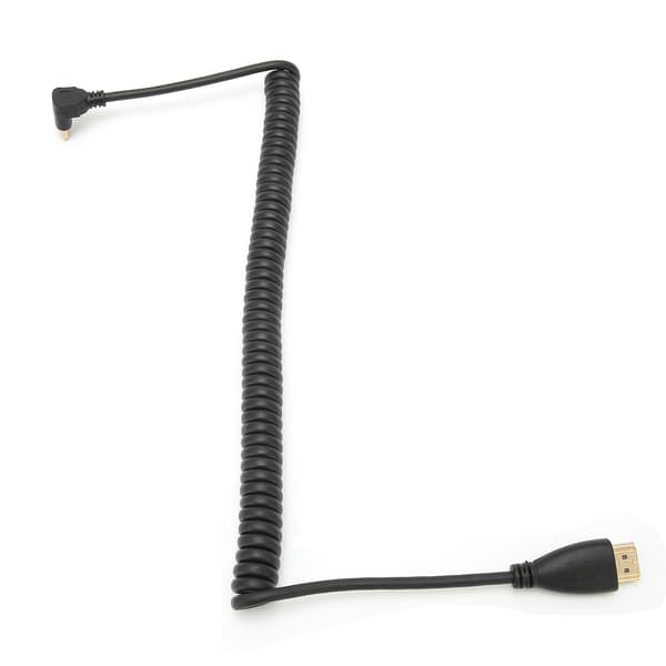 HDMI A - HDMI C -sovitinkaapeli, jousi, vasen kulma