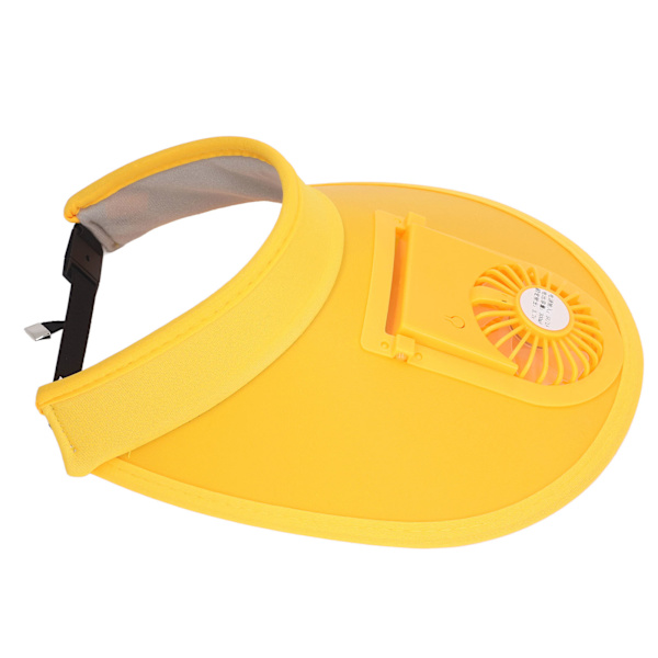 Solskyddshätta med fläkt, justerbar, 3 hastigheter, USB-laddning, solskydd, gul