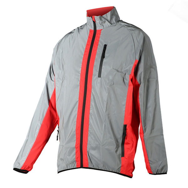 Refleksjakke Vanntett Pustende Rød Elastisk Kant Sidelommer Herre Utendørs Vindjakke for Sykling Løping Fotturer 2XL