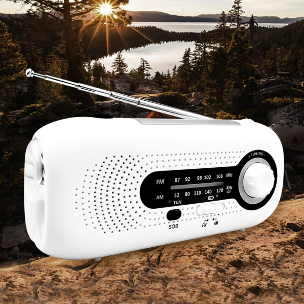 Europeisk orange SOS katastrofförebyggande nödsolenergi handvev väderradio 5LED-ficklampa 4-växlad zoom Typ-C