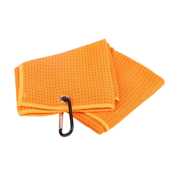 Mikrofiber golfhåndkle vaffelmønster Fitness svetteabsorberende håndklær med karabinklemme for treningssport oransje