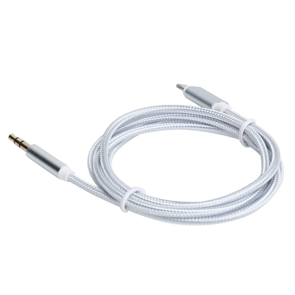 IOS AUX-kabel 3,5 mm lydadapter nylonflettet hvit