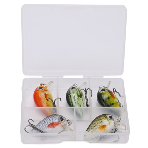5 stk Minifiskelokker Crankbait Realistic Fishing Hard Baits Kit med boks for sjøvann og ferskvannType 3