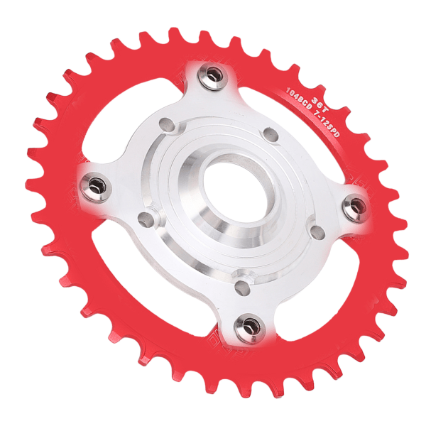 104BCD 36T kjedekranskonverteringssett aluminiumslegering Mid Drive kjedekrans Edderkoppadaptersett for Tongsheng elsykkel rød