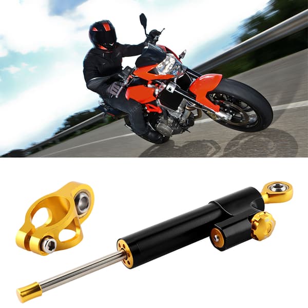 Universal Motorcykel Styret Aluminiumlegering Styrdämpare Stabilisator Svart Säkerhetskontroll