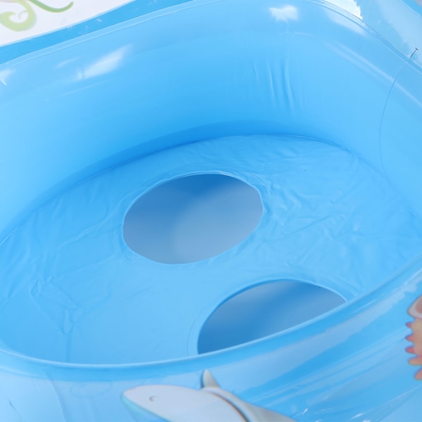 Baby Pool Float Solskydd Badring Spädbarns Säte Båt Uppblåsbar Leksak med Markis Handtag Liten Klocka Blå