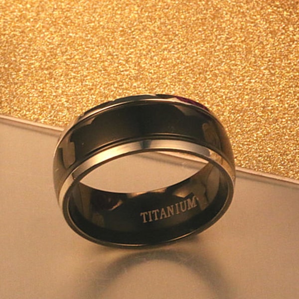 8mm Män Ring Brev Polerad Svart Cool Mode Utseende Finger Ring För Bröllop US 9