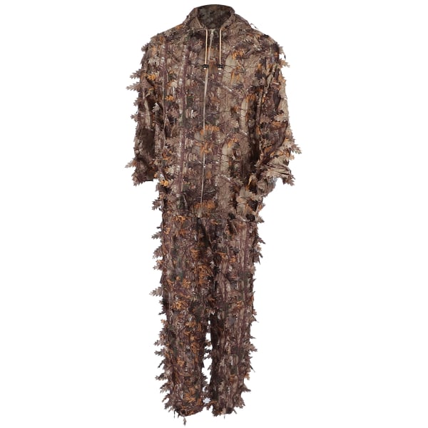 Ruskea villi naamiointi Ghillie-puku 3D-lehtitakit ja housusarja Set metsästykseen