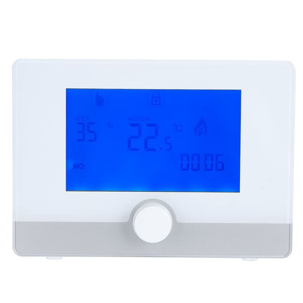 Programmerbar Termostat Temperaturregulator til Vægmonteret Kedel Varmesystem Sort