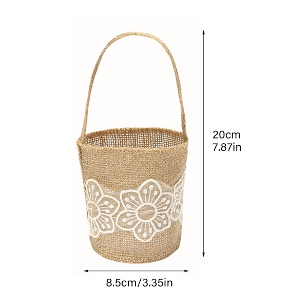 Jute Blomsterkurv Europeisk Retro Blomsterpike Kurv Håndlaget Bryllup Godteri Kurv
