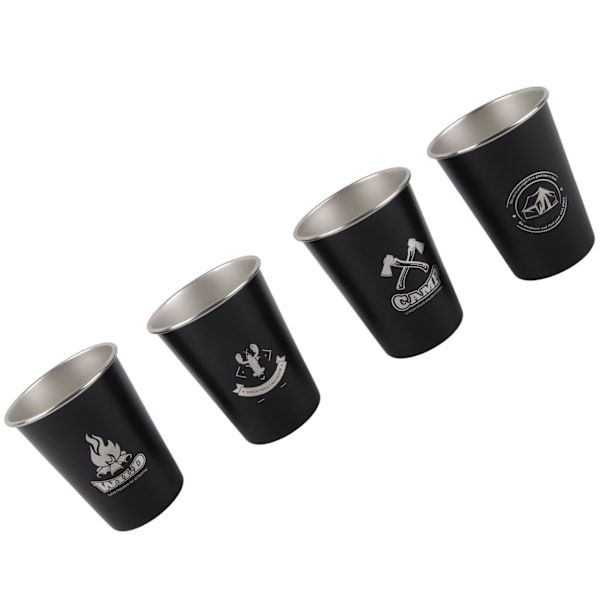4 stk Camping Kopper Svart 350ml Utendørs Camping Bærbar Rustfritt Stål Høy Temperaturbestandig Konisk Pint Kopper Sett