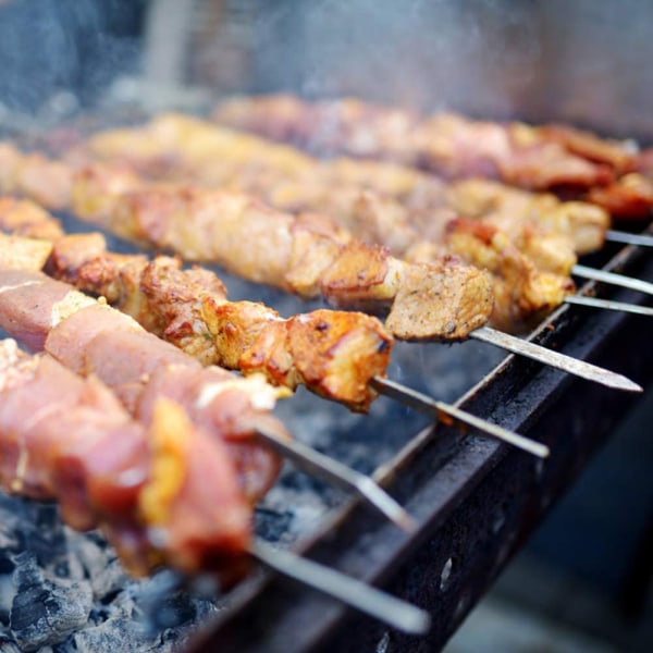 10 stk. Grillspyd i rustfrit stål Kebabspyd Flade Grill Kabobspyd Lange spyd Kødspyd