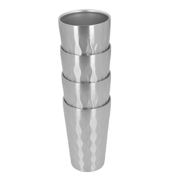 4 st 350ml Utomhus Camping Portabel 304 Rostfritt Stål Vattenmugg Set Stapelbar Resemugg