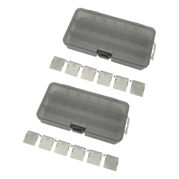 2 stk. Fiskegrejs tilbehørsboks Mørk Farve Transparent Synlig Plastik 4 Rum med Skillevægge Fiskeboks Organizer til Fiskeagn Kroge