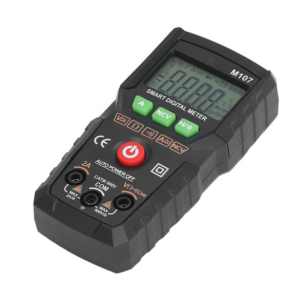 Digitalt multimeter fuldautomatisk multimeter AC DC spænding modstand kontinuitet dioder bærbar multimeter til test sort