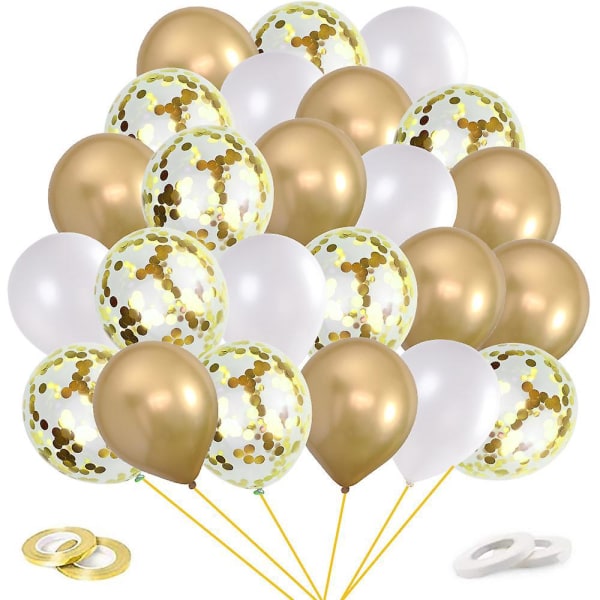 60 stykker gullballonger for bryllups-, bursdags- og festdekorasjoner