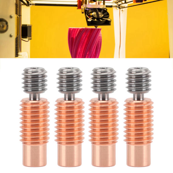 4st 3D-skrivare All Metal Heatbreak Professionell Kopparlegering Extruder Halsrörbyte för 3D-skrivartillbehör för V6
