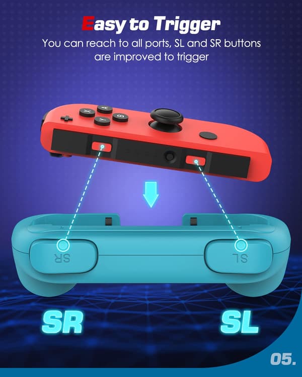 2-delt kontrollerhåndtaksett kompatibelt med Nintendo Switch/Switch OLED 2021 Joy Cons-kontroller