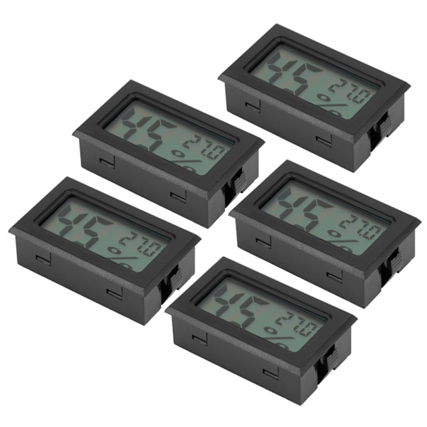 5 stk. LCD termometer hygrometer mini indendørs hjem desktop temperatur fugtighedsmåler sort