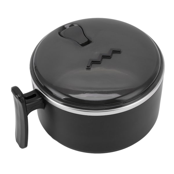 Isolerad skål 304 Rostfritt stål med lock Stativdesign ihålig dubbelskikts värmeisolering Ramenmugg för kök Svart