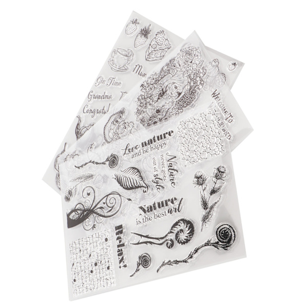 3 stk gjennomsiktig stempel TPR Assorted Styles Hudvennlig Enkel å bruke Klart stempel for kortlaging Scrapbooking