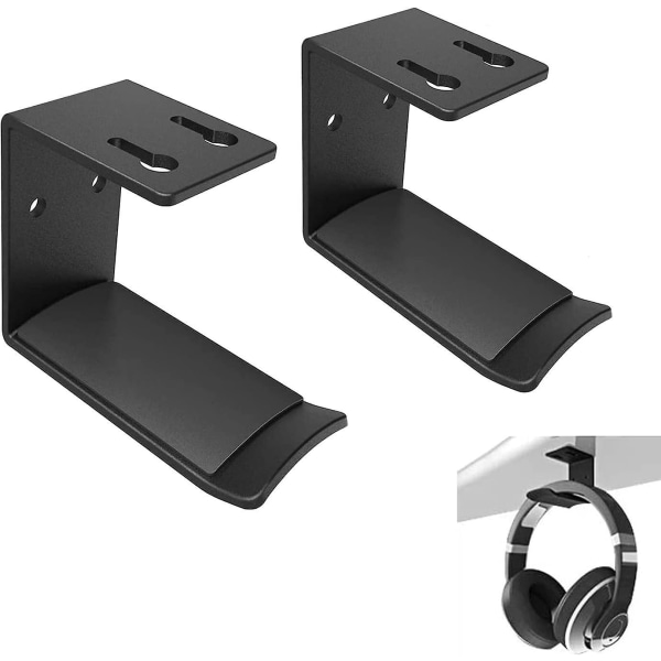 Hodetelefonholderstativ - veggmontert, klebrig og skrudd, universelle kroker for kontorhodetelefoner - 2 stk.