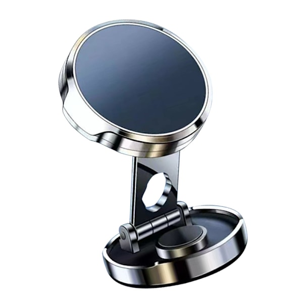 Foldbar Magnetisk Biltelefonholder 360° Rotasjon Stativ Dashbord Mobiltelefonbrakett Monter Sølv