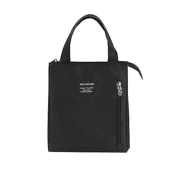 Bärbar matväska för kvinnor Arbetskontor Stor kapacitet isolerad låda Thermal Tote Handväska (svart)
