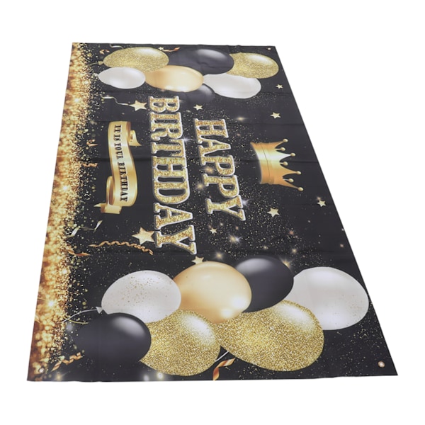 Glædelig fødselsdag baggrund banner sort og guld skilt plakat store glitter balloner fødselsdagsfest dekoration