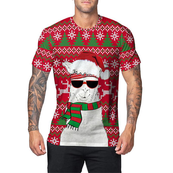 Jule T-shirts til mænd Jule plaid træskjorte Glædelig jul Kortærmede ferieoverdele Grafiske T-shirts
