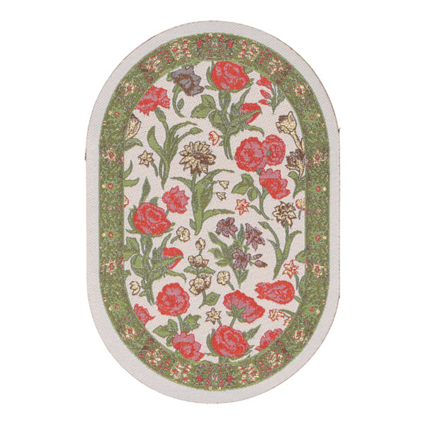 1/12 Miniature Tæppe Mini Vintage Vævet Tæppe Dukkehust Dekoration Tilbehør Oval B01 Grøn Blad Blomst