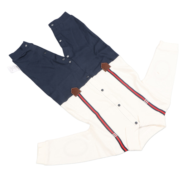 Baby Jumpsuit för Pojkar, Långärmad med Trådda Manschetter, Knappstängning, Pojkkläder med Fluga, 73 cm